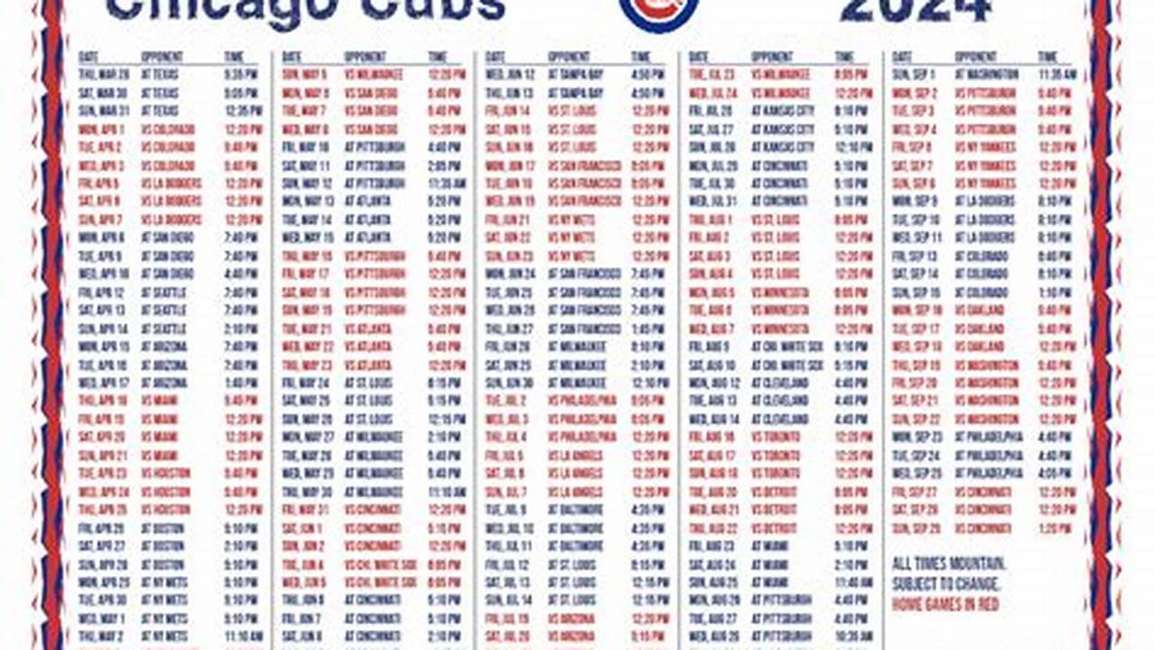 Chicago Cubs Schedule September 2024 Reyna Clemmie